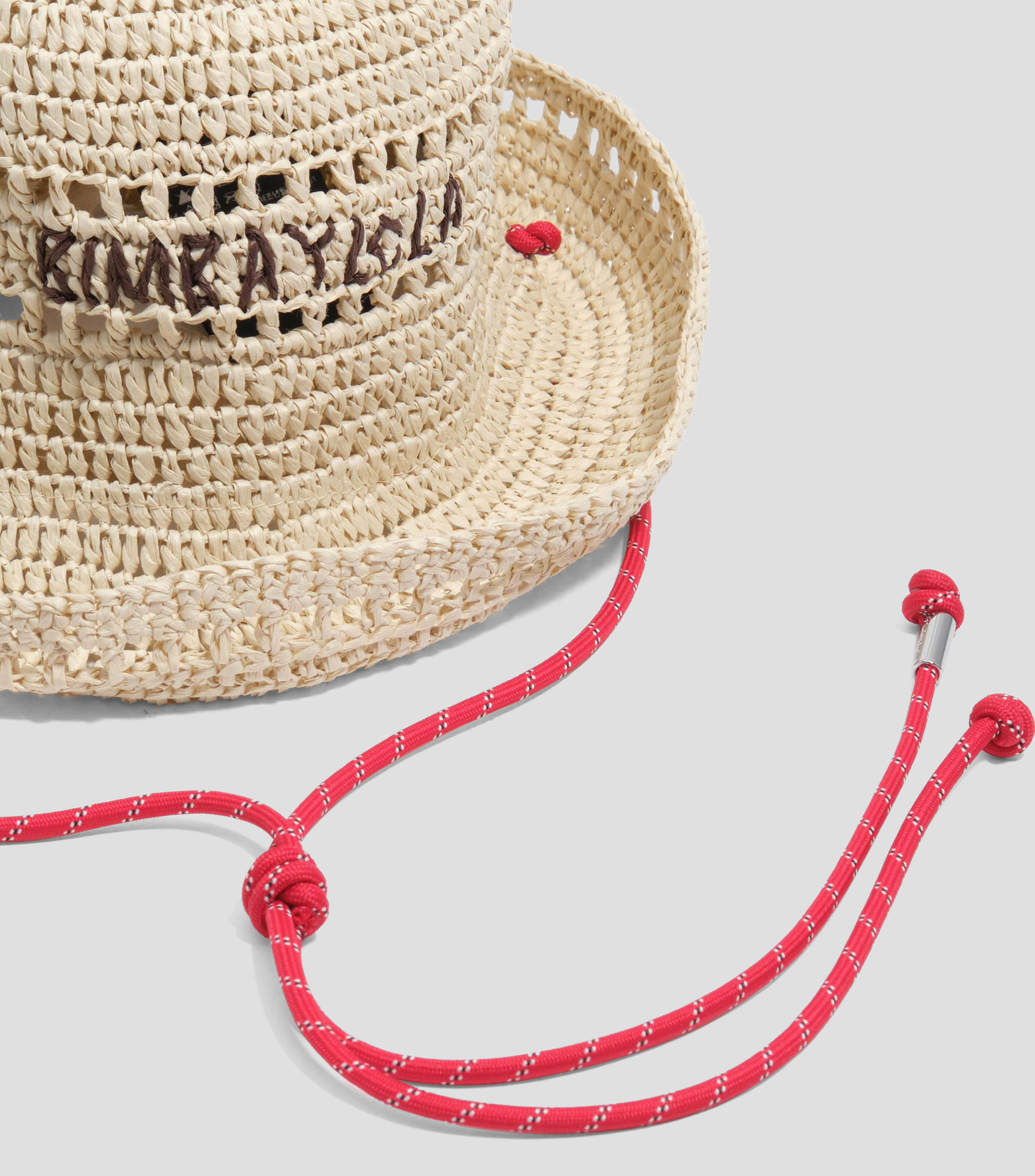 Gorro rafia papel natural con cordón Mujer